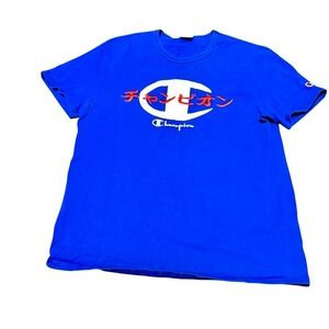 Champion Royal Blue Logo Short Sleeve Tee Shirt Mens Size XL